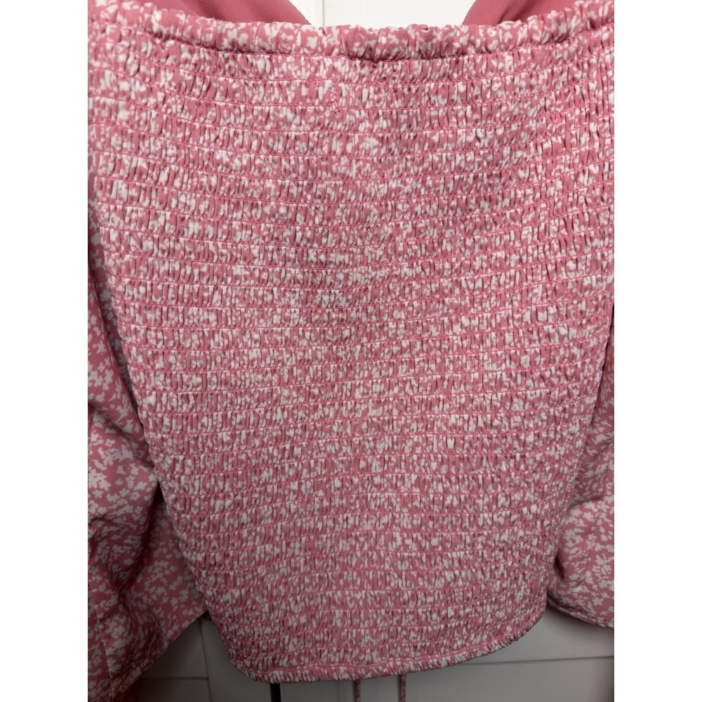 Abercrombie & Fitch Floral Boho Ruched Smocked Puff Sleeve Top Women's Size XL - Picture 8 of 9